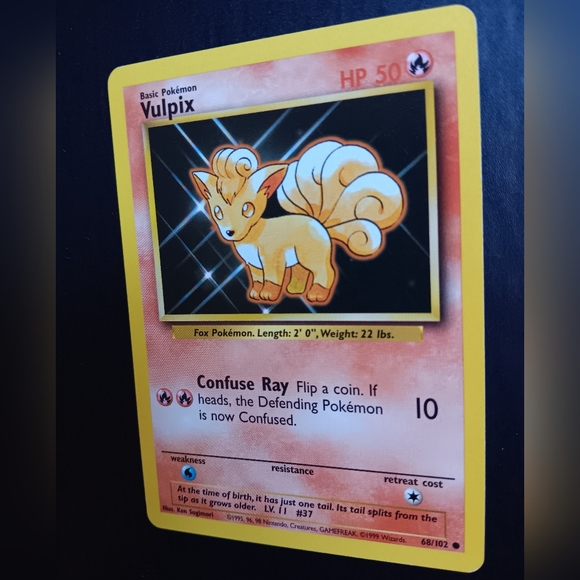 Vulpix Pokemon Card - Base Set - NO. 68/102 Common Non-Holo - Picture 5 of 9